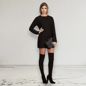 REFORMATION Loki Bouclé Sweater Mini Dress Long sleeve Black Size XS